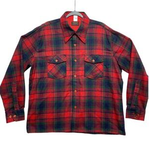 Selkirk Wool Shirt Mens XL Red Plaid International Design Button Down Jacket